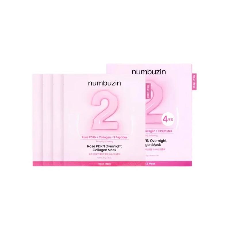 Numbuzin – No.2 Rose PDRN Overnight Collagen Mask 37g*4EA
