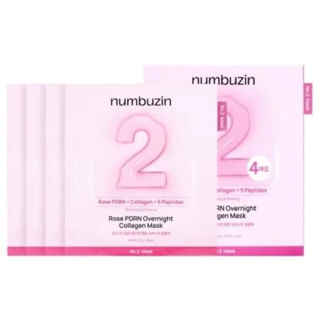 Numbuzin – No.2 Rose PDRN Overnight Collagen Mask 37g*4EA